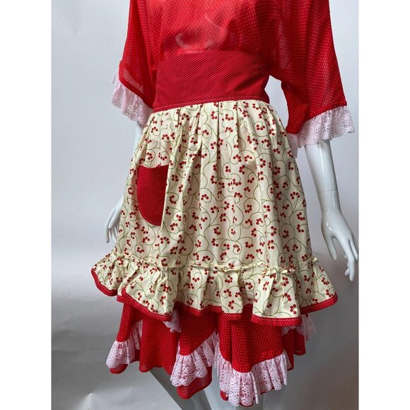 Cherry Ruffled Vintage from 60's Apron - Picture 2 of 10